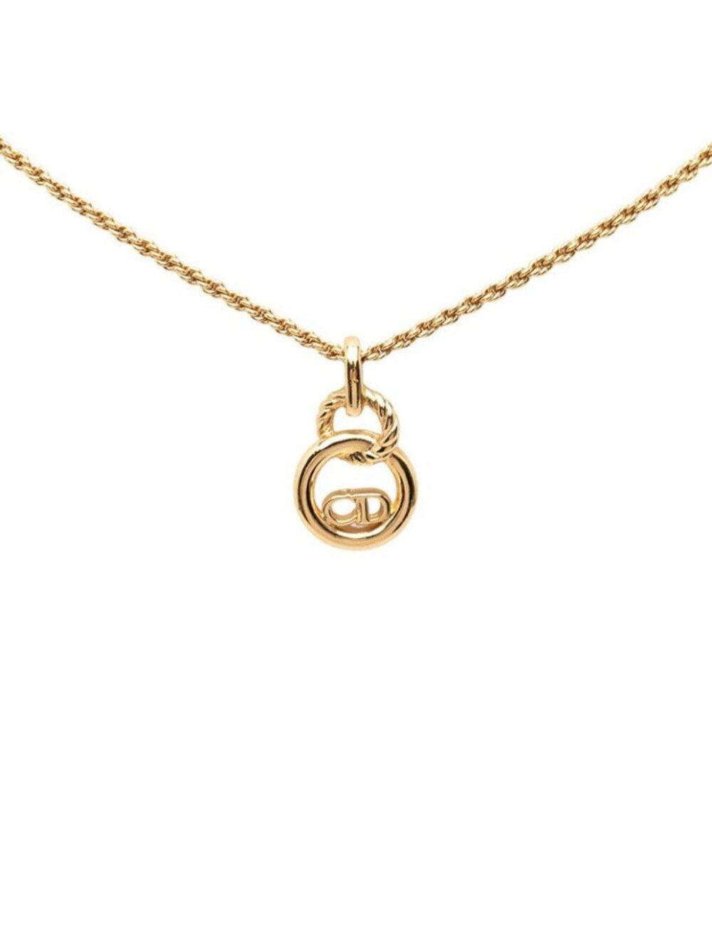 Dior Double Circle CD Logo Chain Pendant Gold Plated